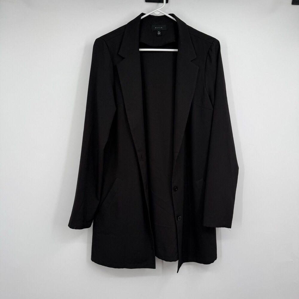 Womens DSTLD M Black 3 Button Blazer Minimalist Business Career Pockets